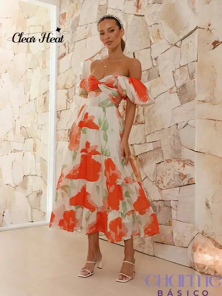 Vestido Midi Floral Daniela Charme e Elegância